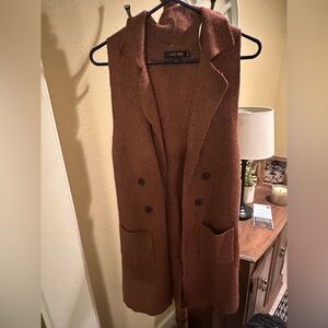 Brown Sleeveless Knit Cardigan